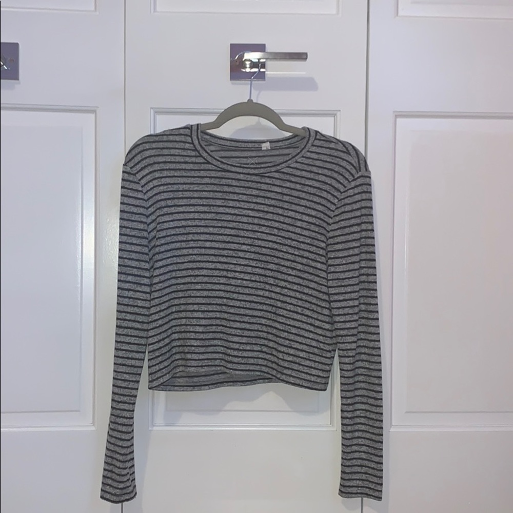 black and grey striped shirt